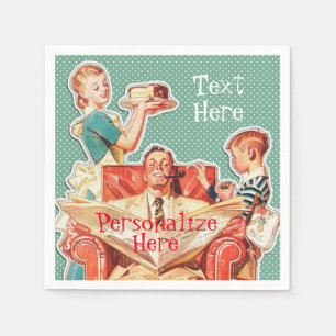Serviette En Papier Vintage famille nucléaire des années 1950 50 rétro