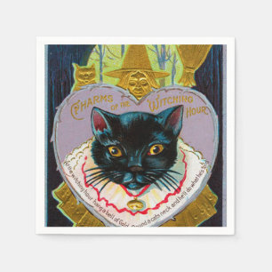 Serviette En Papier vintage fête du chat noir Halloween