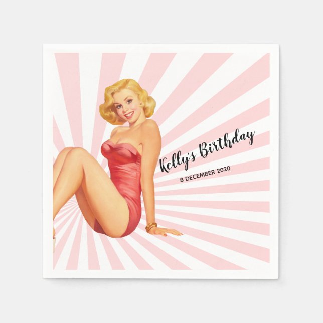 Serviette En Papier vintage fille, épingler, Cocktail Papier serviette (Devant)