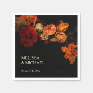 Serviette En Papier Vintage Fine Art Dark Floral Wedding
