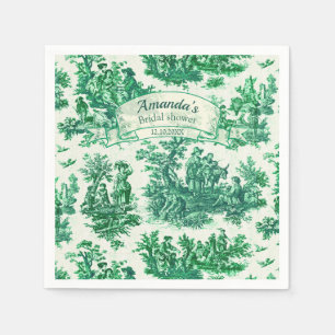 Serviette En Papier Vintage fleuri vert toile jouy Douche nuptiale,