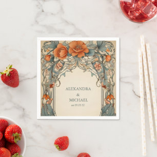 Serviette En Papier Vintage Floral Art Nouveau Mariage