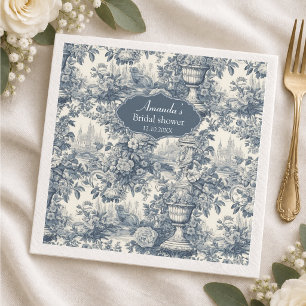 Serviette En Papier Vintage floral Toile de Jouy bleu pour enterrement
