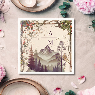 Serviette En Papier Vintage Forêt de montagne Mariage À feuillage pers