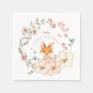 Serviette En Papier Vintage Fox Blush Florals Fille Baby shower