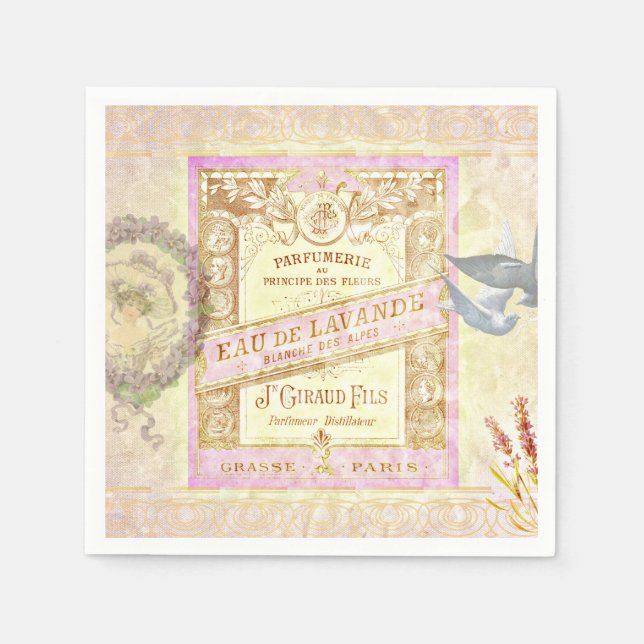 Serviette En Papier Vintage Français Lavender Perfume Collage (Devant)