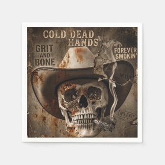 Serviette En Papier Vintage Grunge Western Cowboy Skull with Cigarette