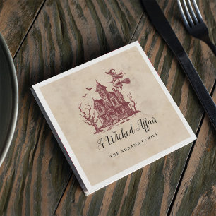 Serviette En Papier Vintage Haunted House Witch Parti d'Halloween