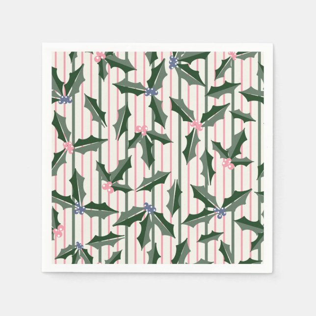 Serviette En Papier Vintage Holly Holiday (Devant)