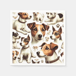 Serviette En Papier Vintage Jack Russell Terrier sans fil