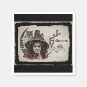 Serviette En Papier Vintage Jolly Halloween Witch