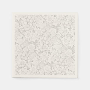 Serviette En Papier Vintage look Mariage Floral Blanche dentelle