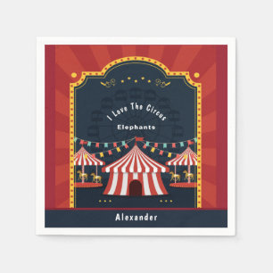 Serviette En Papier Vintage Love Circus Carnival Rouge Blanc Bleu