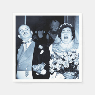 Serviette En Papier Vintage Mariage Photo Happy Couple Funny Mariée