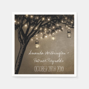 Serviette En Papier Vintage Mason Jar Chêne Mariage Napkins