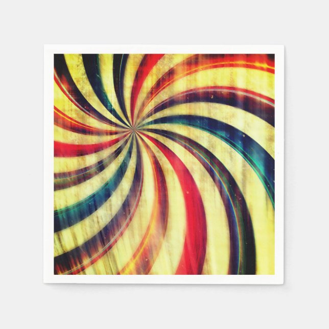 Serviette En Papier Vintage menthe poivrée bonbon rayé tourbillon roug (Devant)