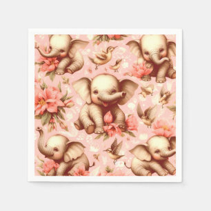Serviette En Papier Vintage mignonne bébé éléphant Motif
