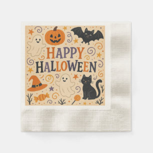Serviette En Papier Vintage, mignonne chauve-souris d'halloween, fantô