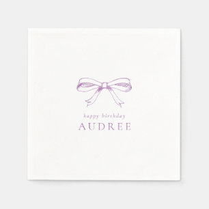 Serviette En Papier Vintage minimaliste Bow violet fête d'anniversaire