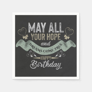Serviette En Papier Vintage Motivational Joyeux voeux d'anniversaire
