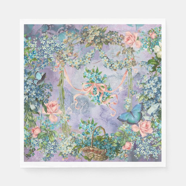 Serviette En Papier Vintage Ne m'oublie pas mai (Devant)