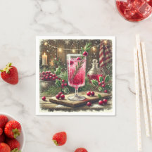 Vintage Noël Boire canneberge Fizz Decoupage