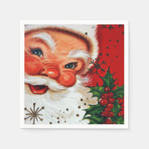 Serviette En Papier Vintage Noël rétro Père Noël serviettes de fête