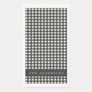 Serviette En Papier Vintage Noir et blanc En vichy Plaid Personnalisé