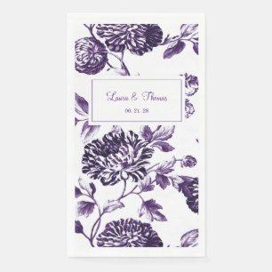 Serviette En Papier Vintage noir et blanc violet ton Mariage floral