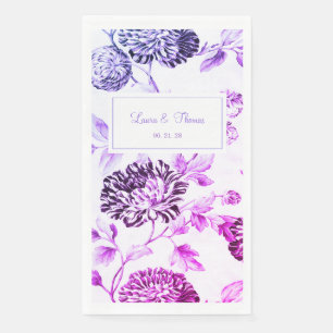 Serviette En Papier Vintage noir et blanc violet violet Mariage floral