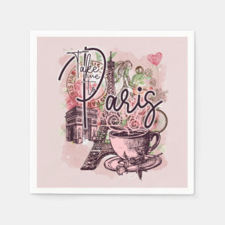 SERVIETTE EN PAPIER VINTAGE PARIS FRANCE ICONS PAPIER DÉCOUPAGE