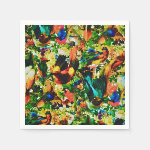 Serviette En Papier Vintage Parrots sauvages de la Jungle tropicale