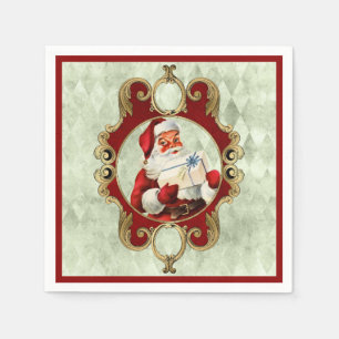 Serviette En Papier Vintage père Noël classique rétro claus joyeux noë