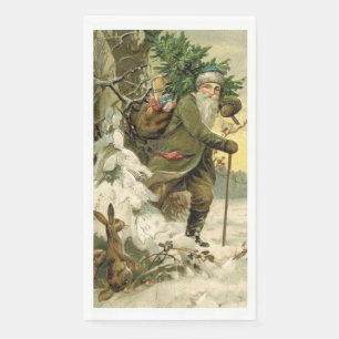 Serviette En Papier Vintage Père Noël Noël Victorien