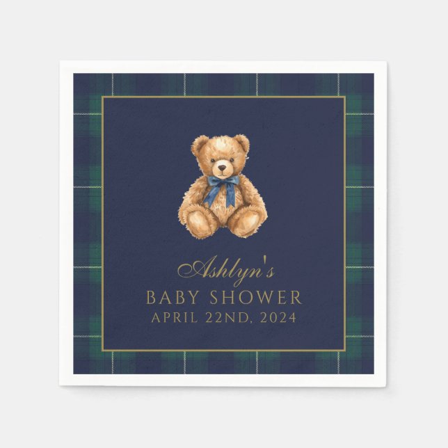 Serviette En Papier Vintage Polo Teddy Bear Baby Shower Napkins (Devant)
