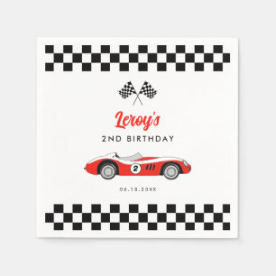 Serviette En Papier Vintage Red Race Car Boy 2e fête d'anniversaire