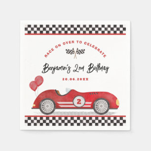 Serviette En Papier Vintage Red Racing Car Two Fast Boy 2e anniversair