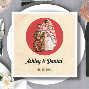 Serviette En Papier Vintage Retro Bride Groom Rustic Classic Mariage