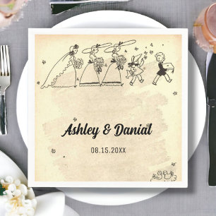 Serviette En Papier Vintage Retro Classic Bridesmaitres Mariage rustiq