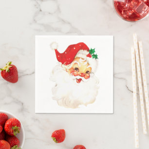 Serviette En Papier Vintage Retro Jolly Vieux Noël du Père Noël