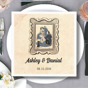 Serviette En Papier Vintage Retro vieille proposition Rustique Mariage