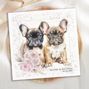 Serviette En Papier Vintage rose Floral Français Bulldog Pet Chien Mar