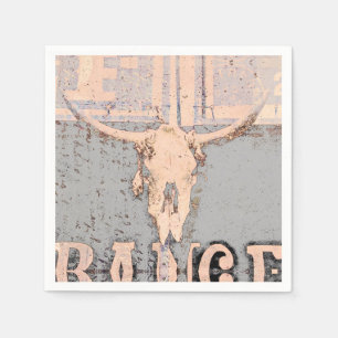 Serviette En Papier Vintage Russe Taureau gris blanc Ouest