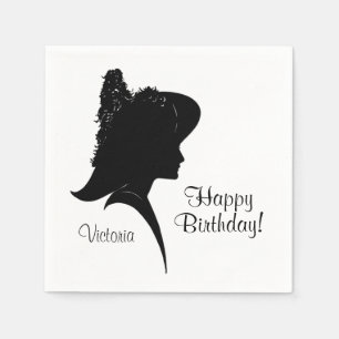 Serviette En Papier Vintage Silhouette femme en Casquette personnel