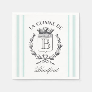 Serviette En Papier Vintage Style français sac personnalisé Nom et m