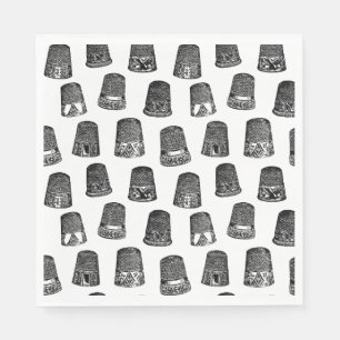 Serviette En Papier Vintage Thimbles Sewing Themed CUSTOM BG COLOR