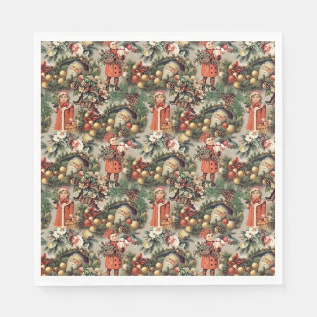 Serviette En Papier Vintage Victorian Christmas Baubles (Devant)