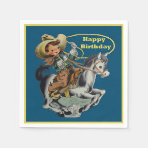 Serviette En Papier Vintage Western Cowboy Kid Horse Rope Anniversaire