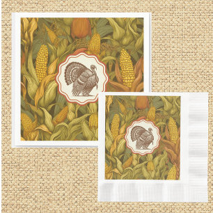 Serviette En Papier Vintage William Morris Automne Maïs et Dinde