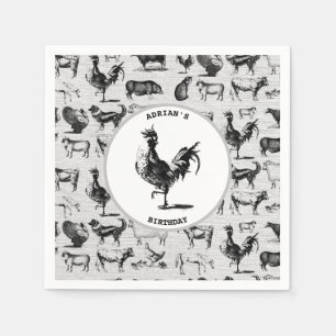 Serviette En Papier Vintages animaux de ferme Collage rustique